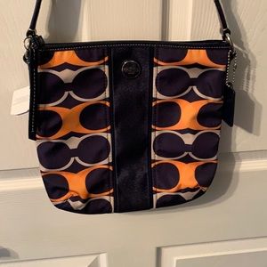 Coach medium size crossbody blue orange tan